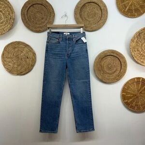 NEW $265 RE/DONE Blue 70s Stovepipe Straight Leg Jeans Denim 27